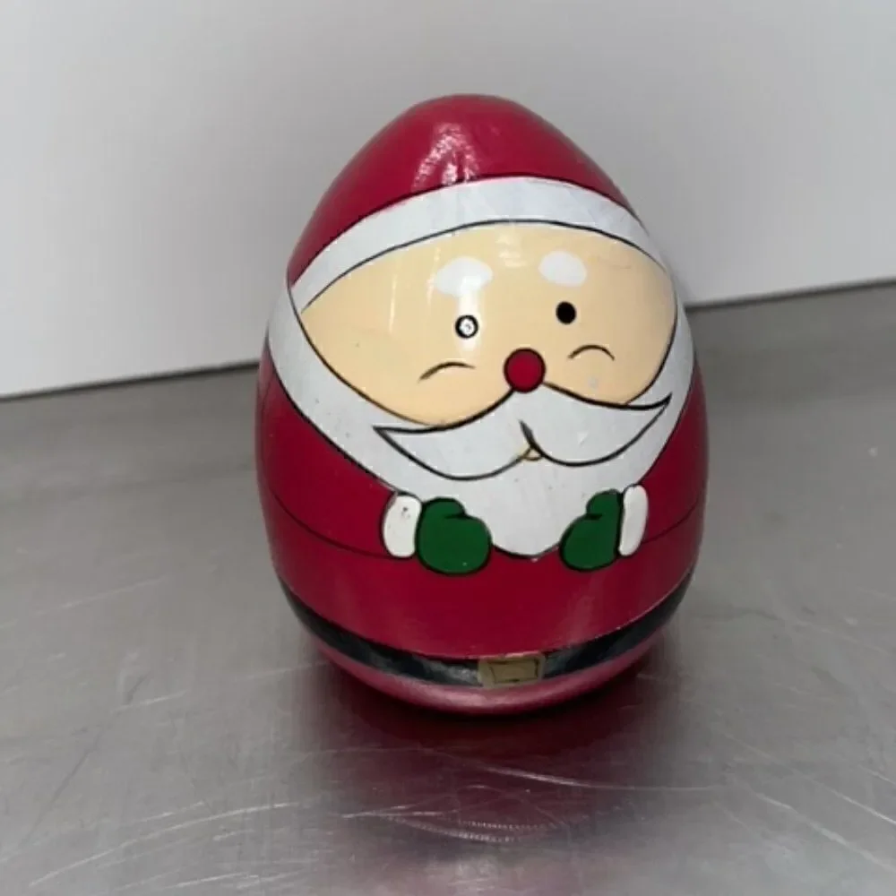 Wooden Santa Nesting Doll 3 Hand painted 3.5